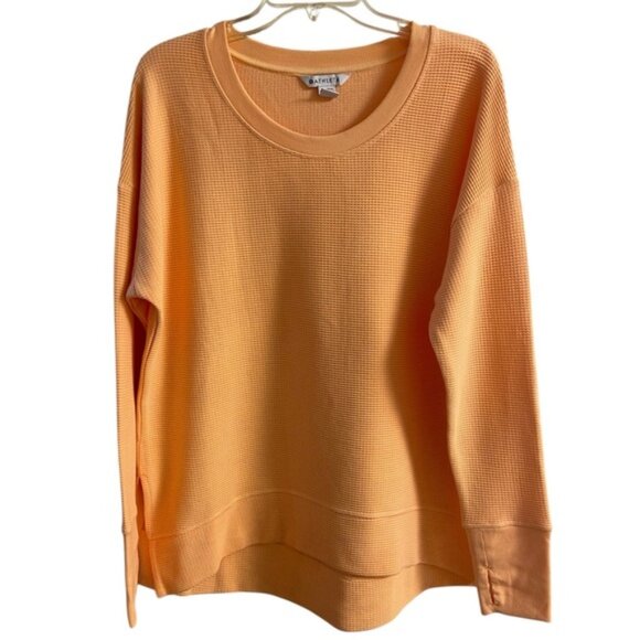 NWOT Athleta orange coastal luxe waffle knit sweatshirt Large - Picture 1 of 8